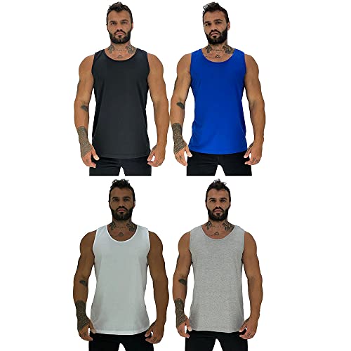Kit 4 Regata Clássica Tradicional Masculina MXD Conceito Academia Musculação Treino Gym Sem Estampas