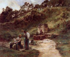 Peinture à l'huile Near The Fountain Lhermitte 36x48 : habillez enfin vos grands murs blancs