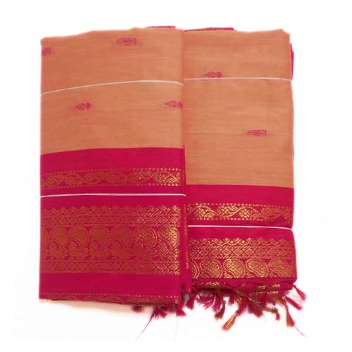Image of Pure Kalyani Cotton Saree | Zari Border & Blouse Piece - Lata Gadwal Design | Traditional Saree