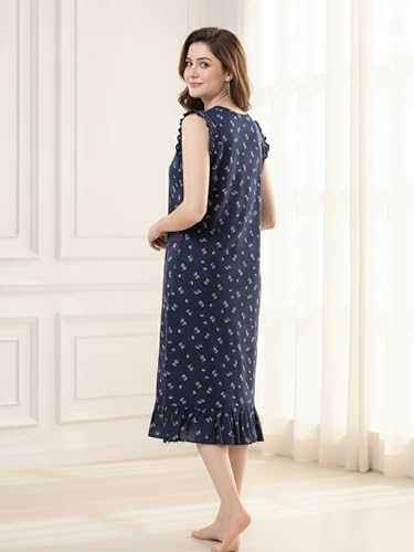 Image of CLOUD SOFT Women's Viscose Blend Comfort Short Nighty with Side Pockets | Soft Printed Short Night Dress for Everyday Wear | Easy to Wear (CS5001)