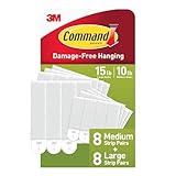 Command Medium & Large Picture Hanging Strips, White, 8 medium, 8 large pairs, Decorate Damage-Free (PH209-16NA)
