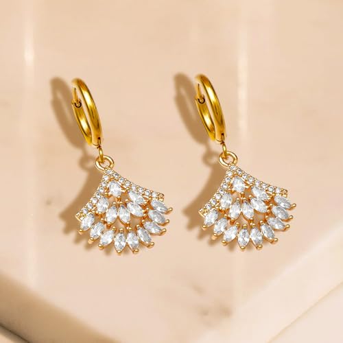 Image of Rubans Hoop Drop Earrings Gold Plated Stylish Trendy Jewellery Gift for Women & Girls