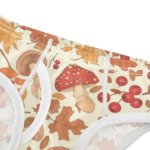 Wusikd Leaves Berries Boys' Underwear Cotton Mushrooms Boys Briefs Soft Toddler Underwear 2T4