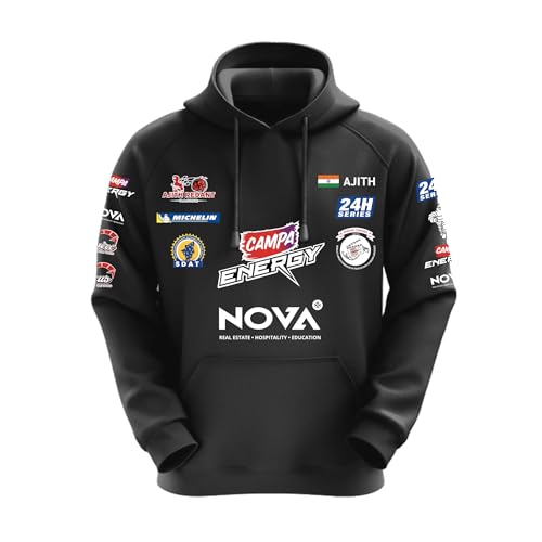 Image of DUDEME Ajith Racing Hoodie Black | New Motorsport Hoodies for Men & Women | Casual wear Cotton Hoodies