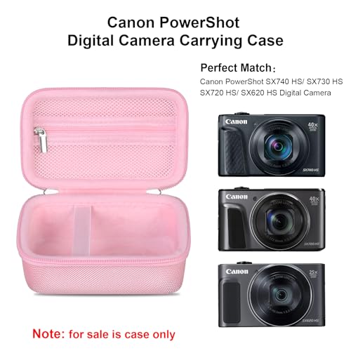 Image of Elonbo Camera Case for Canon PowerShot G7 X Mark III / G7 X Mark II /Canon Powershot SX740 HS / SX730 HS / SX720 HS Digital Camera, Carrying Case with Mesh Pocket fits Cables Battery, Bright pink