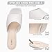 FITORY Womens Kitten Heel Sandals, Square Open Toe Slides with Elastic Strap, Slip-on Dressy Shoes for Daily and Vacation White Size 8