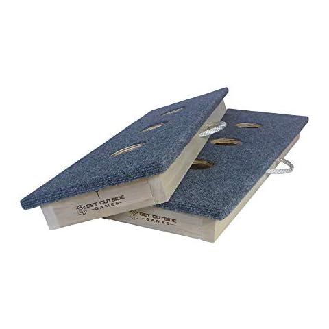 Get Outside Games Premium 3 Hole Washer Toss Washers Game Boards (Blue Carpet, 12x36 Slimline Size Boards+Washers&Locker) Cover