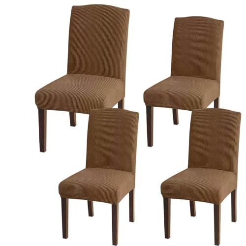 Granbest Hohe Dehnung Stuhlhussen, Universelle Passform Jacquard Esszimmerstühle Bezüge, Abnehmbare Stuhl Protektors für Esszimmer, Küche, Restaurant und Hotel (Set von 4, Khaki)