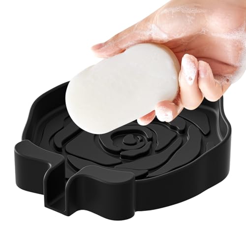 Portasapone - Supporto Spugna in Silicone,Saponiera Decorativa a Rosa con Scolapiatti Per Cucina Bagno Esterno e Viaggi