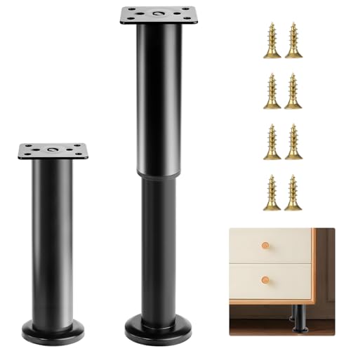 SZSIQI 2 Pcs Pied de Meuble Reglable 25-40 cm, Pied Meuble Reglable, Pieds de Table de Nivellement pour Meubles, Pieds de Meubles Réglables en Hauteur Noirs...