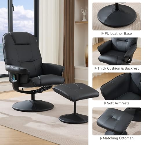 Sillón reclinable piel sintética negro miniatura 3
