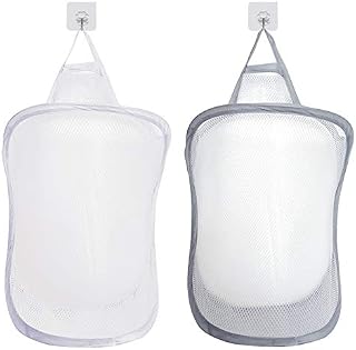 Mesh Laundry Baskets, Pop Up Laundry Storage Basket Collapsible Washing Bag Hanging Toy Tidy Organizer with Handle 2pcs