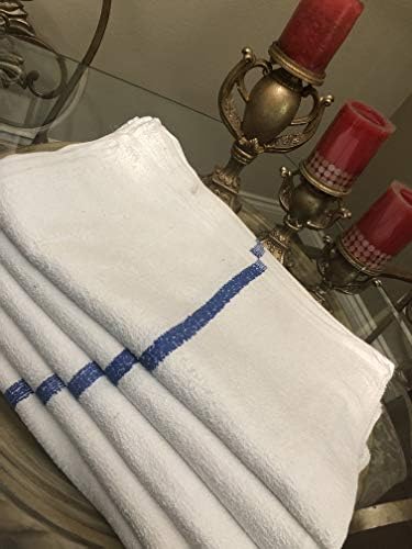 60 TERRY CLOTH JUMBO BLUE STRIPE CLEANING JANITORIAL TOWELS SHOP BAR RAGS 16X19 By OMNI LINENS