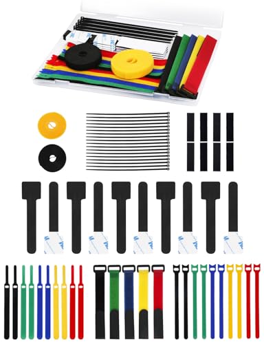 Xiao Meng Yi CT-7 Cable Ties Kit, 75Pcs Multi-Purpose Reusable Cable Management Ties, Adjustable Self-Locking Cord Ties cover
