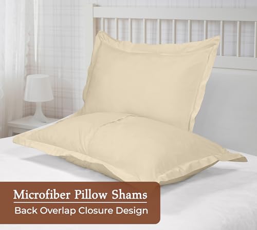 Image of Royale Linens Pillow Shams 2 Pack King Size 20x36 Inch - Brushed 1800 Microfiber - Bed Pillow Shams, Wrinkle Resistant Super Soft and Cozy - Back Overlap Closure - Oxford Pillowcase (King, Sand)