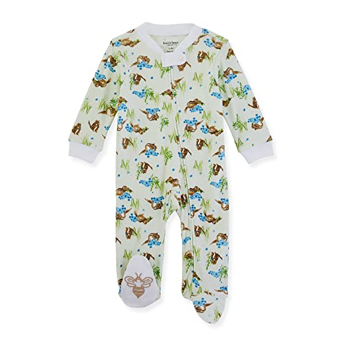 Image of Burt's Bees Baby Baby Girls Pajamas, Zip Front Non-Slip Footed Sleeper Pjs, 100% Organic Cotton