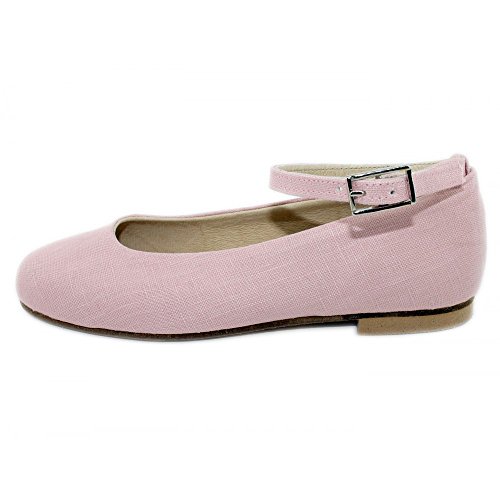 Manoletina da bambina in lino con fiocco per