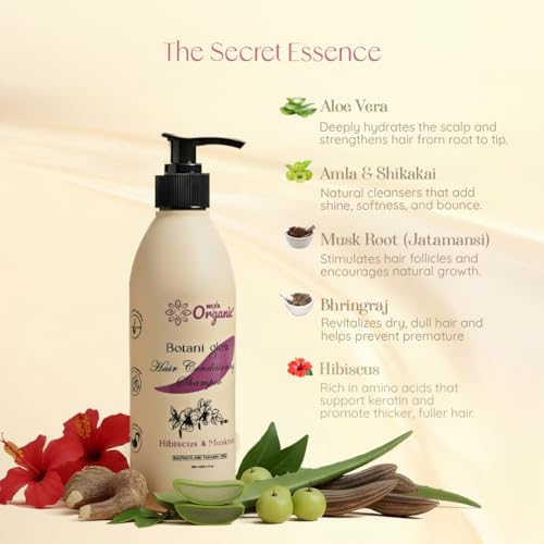 Image of Botani Glow Hair Conditioning Shampoo - With Hibiscus, Bhringraj, Aloe Vera & Amla | Reduces Hair Fall, Restores Smoothness & Healthy Shine, Anti-Dandruff| Paraben-Free | 250 ml