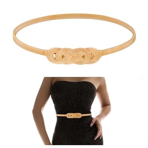 Cinto de corrente de ouro cintos dourados para vestidos femininos chiques e finos de metal cinto elástico com corrente pendente cinto dourado elástico fino cinto dourado vestido cinto dourado (ouro),