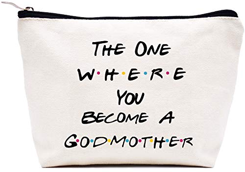 Makeup Bag Gift for Best Friend,Cosmetic Bag Gift for Godmother,To Be Godmother,Baptism Gift,New Godmother Gift ,Godmother Proposal Ideas,Friends TV Show Gift,The One Where You Become A Godmother