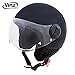 Produktbild Vinz Rollerhelm Jethelm Basic | Jet Roller Motorrad Helm | in Gr. XS-XL | Helm mit Visier | ECE zertifiziert (M (57-58 cm), Schwarz)