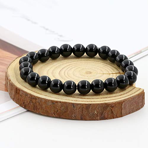 Image of Clearain Natural Gemstones Bracelet 8mm Chakra Round Beads Energy Power Crystal Reiki Healing Elastic Stretch 7 Inch for Women Men Unisex