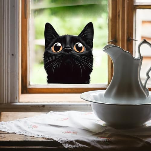 Vinilo decorativo Gato negro adorable para pared miniatura 5