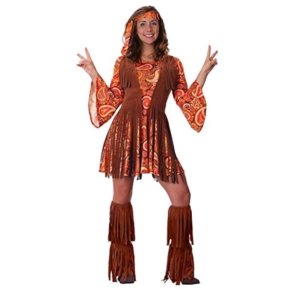 Women's Fringe Hippie Fancy Dress Costume Small