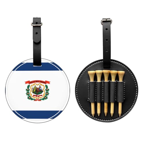 West Virginia Flag Black Golf tee Storage Bag - Easy to Carry Around and More efficient in Playing Golf