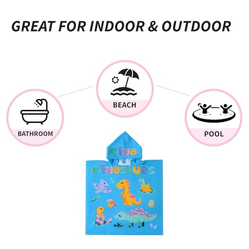 Image of NovForth Kids Beach Towel for Boys Girls, Hooded Bath Towel Wrap, Toddler Pool Towel with Hood