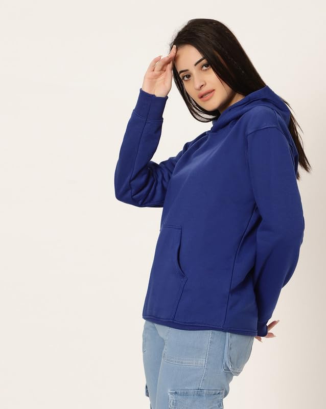 Image of BE SAVAGE Women's Solid Full Sleeves Cotton Hoodie