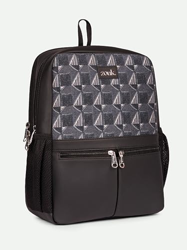 Image of ZOUK Men's Office Laptop Backpack (15.6 Inch) | Vegan Leather Travel Bag with Dual Compartments, Padded Laptop Sleeve, Trolley Sleeve, Waterproof Lining & Multiple Pockets |