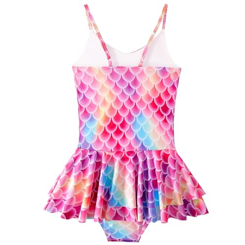 Image of Girl's One Piece Swimsuit Mermaid Swimwear Bathing Suit with Ruffle Skirt