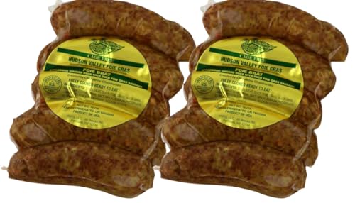 Hudson Valley Farms Smoked Foie Gras Bratwurst Sausages 2-Pack (1 lb Each, 8 to 10 Links Total) | Fully Cooked Ready-To-Eat | Gourmet Quality | Premium Sourced