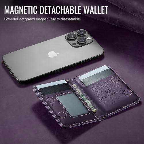 Strapurs Magnetic Card Holder Compatible with MagSafe Phones and Cases, PU Leather Phone Wallet for iPhone 17/16/15/14/13/12/Pro/Max/Plus/Air, 4 Card Slots RFID Blocking with Zipper Pocket - Purple by Strapurs - Used condition - Image 8