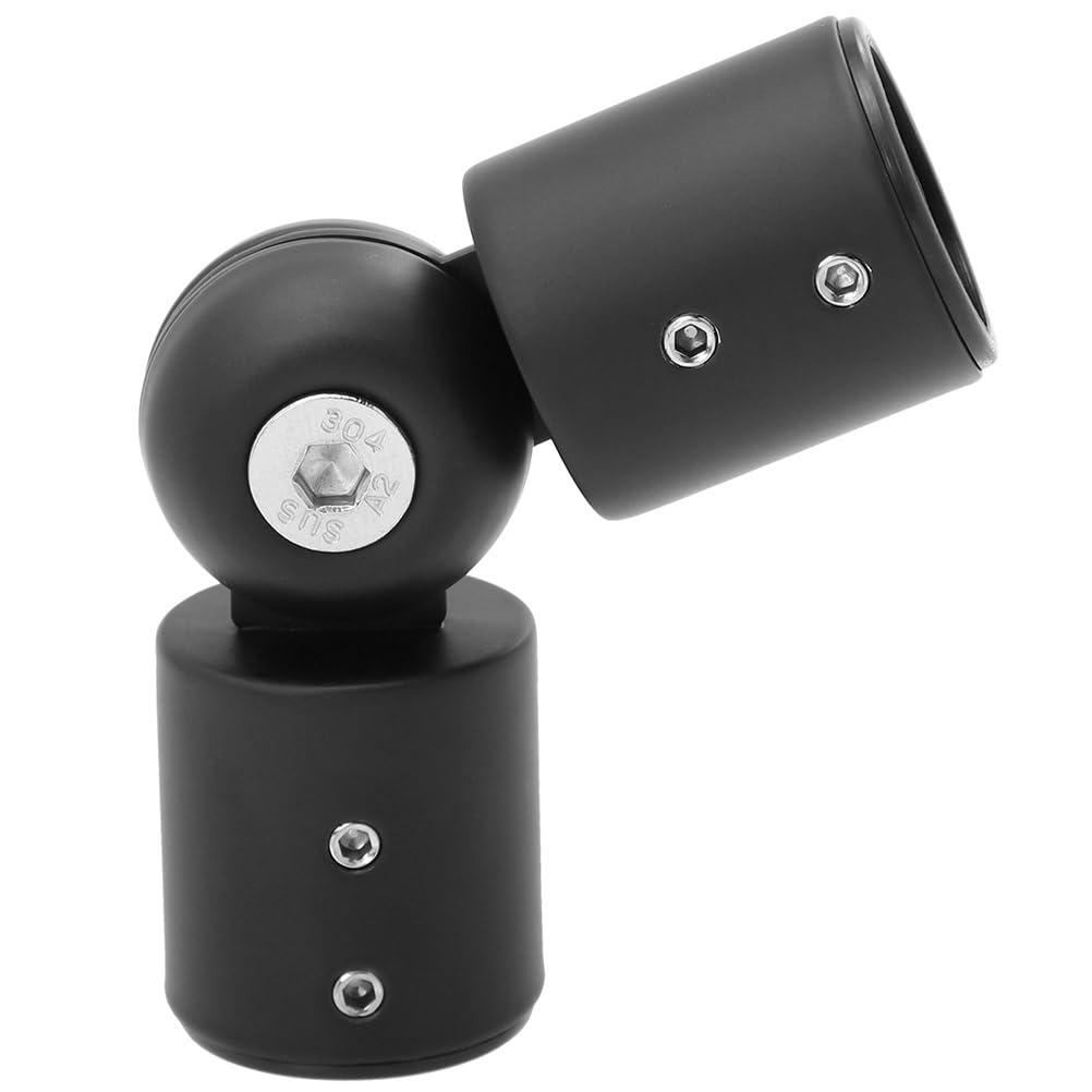 Unomor Adjustable Corner Curtain Rod Connector, Black Stainless Steel Elbow Joint for 1 Inch Heavy-Duty Curtain Rods, Ideal for Living Room, Kitchen, Bedroom, and Office