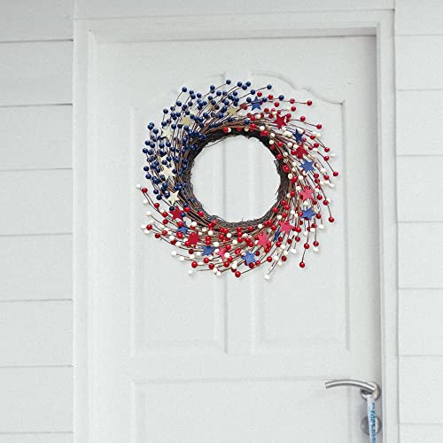 4Th Of July Wreath,Tokcare 22 Inch America Patriotic Door Wreath Red White And Blue Berry Wreath Handcrafted Memorial Day Wreath Summer Front Door Wreath Grapevine Wreath Wall Home Decor #TOP5