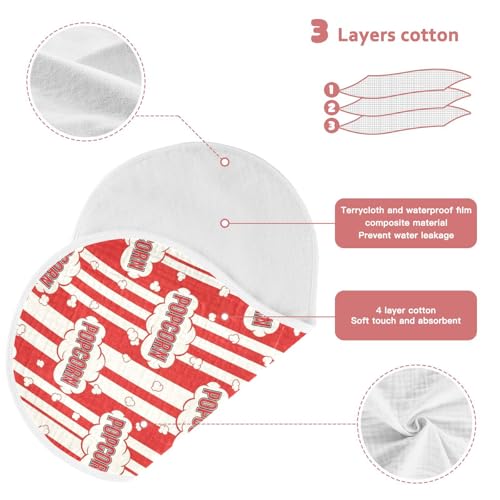 2 Pack Muslin Burp Cloths Popcorn Red Stripe Cotton Baby Burp Cloths Ultra Absorbent and Soft Burping Cloth for Newborn Babies Boys Girls 22"x11"3