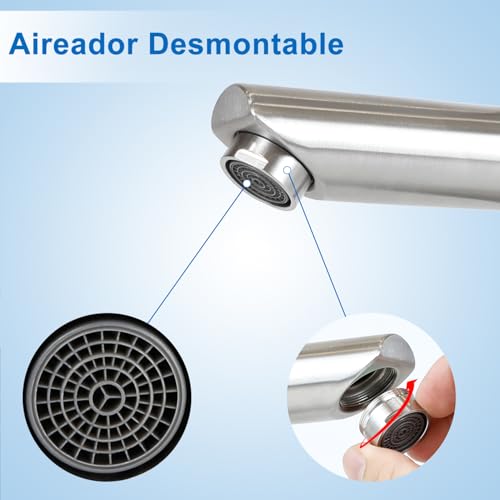 Miniatura 7 de Mursche Grifo De Baño Para Lavabo Monomando Grifo De Acero Inoxidable Cepillado Griferia Lavatorio Mezclador De Alta Presión Grifo De Agua Caliente Y Fría Mezclador Fregadero Para Baño Cocina