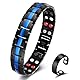 Vicmag Magnetarmband Herren Titanstahl-Magnetarmband Doppelreihige Ultra-Stärke-Magnete mit Einstellwerkzeug und Geschenkbox (Blaue Linie 4 Elemente)