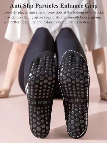 Non-Slip Yoga Grippy Socks with Grip - Mid Calf Workout Socks for Women, Pilates, Dance, Fitness - Breathable & Comfortable2