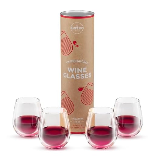 Unbreakable Stemless Wine Glasses | Set of 4 | Perfect Gift Box | 100% Tritan Shatterproof Plastic | 16 Oz | Dishwasher Safe | By YO BISTRO