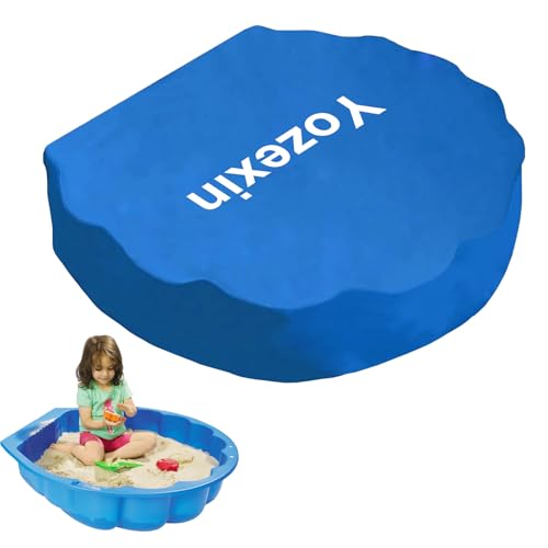 Yozexin Sand Shell Cover 100 x 15 cm, Sand Shell Round Tarpaulin Waterproof Protective Cover with Lid Sandpit Shell for Water Shells and Sand (Blue)