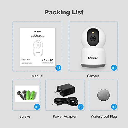 Image of Srihome SH038 5MP IP Camera UHD 2560 * 1920p 2.4G /5G WiFi Indoor Home Security Camera Pan & Tilt Camera 2 Way Talk Coverage Color Night Vision Sleep Mode Motion Detection Supports MicroSD Upto 128GB.