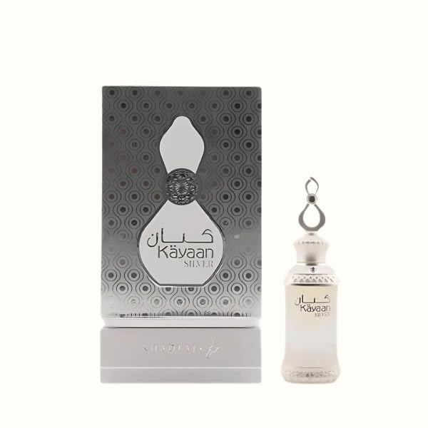KAYAAN SILVER - Aceite de perfume Khadlaj Perfumes de 20 ml, lujoso aceite de fragancia de lavanda, cardamomo y haba tonka para un aroma atemporal y cautivador