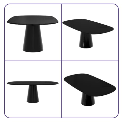Image of Wakefit Santol Dining Table - 6 Seater Rect Black Glass Top