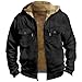 RTRDE Men's Cycling Jackets, Fleece Lined Zip Up Casual Fashion Hooded Jackets Winter Warm Work Hoodie Coats With Pockets Mens Jackets Lightweight Clothes Coat Work (4XL, Black)