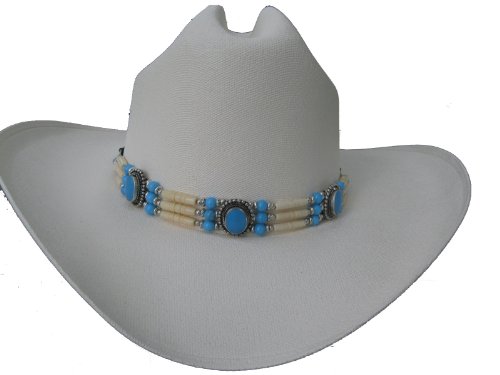Hat Band or Traditional Bone Choker - #CN-011 - Turquoise & Ivory