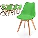 MIADOMODO® Esszimmerstühle 2er 4er 6er 8er Set - Skandinavischer Stil, gepolstert mit Sitzkissen, aus Kunststoff & Massivholz, Farbwahl - Vintage, Retro, Küchenstuhl, Stühle (6er, Grün)