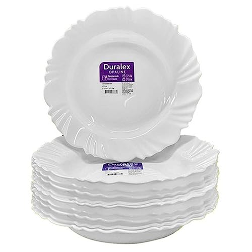 Jogo de 12 Pratos Rasos Pétala Duralex Opaline Vidro Temperado Nadir Branco